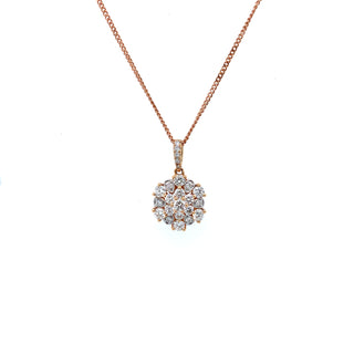 18K Rose Gold 0.76ct Diamond Cluster Pendant