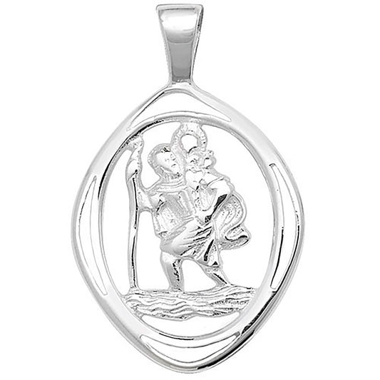 Sterling Silver Cut Out St Christopher Pendant