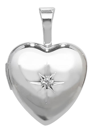 Sterling Silver 0.01ct Diamond Set Heart Locket Pendant