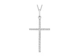 9K White Gold Diamond Cut Slim Cross Pendant