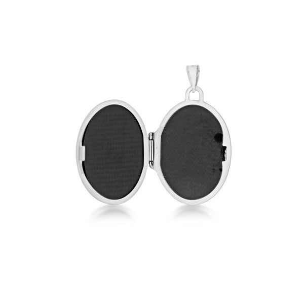 9K White Gold Plain Oval Locket