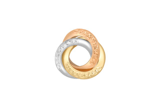 9ct Tri Colour Interlocking Ring Pendant