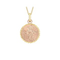 9K Yellow Gold St Christopher Round Satin Pendant
