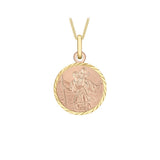 9K Yellow Gold St Christopher Round Satin Pendant