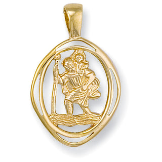 9K Yellow Gold Cut Out St Christopher Pendant