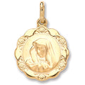 9K Yellow Gold Round Madonna Pendant