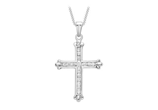 9K White Gold Cubic Zirconia Cross Pendant