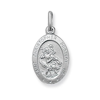 Sterling Silver Oval St Christopher Pendant