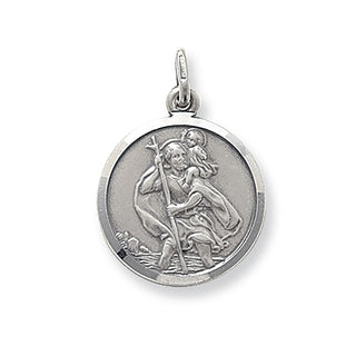 Sterling Silver Round St Christopher Pendant