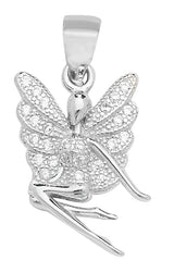Sterling Silver CZ Set Fairy Pendant