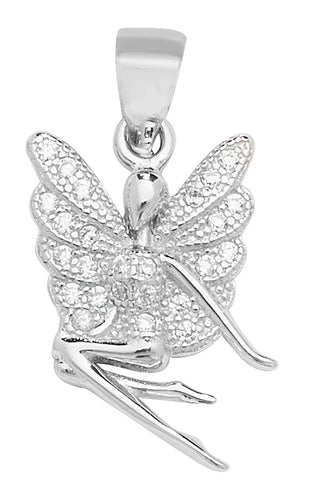 Sterling Silver CZ Set Fairy Pendant