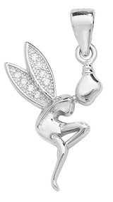 Sterling Silver CZ Set Fairy Pendant