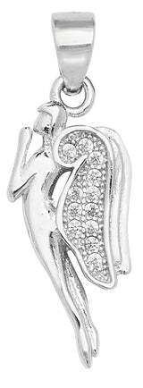 Sterling Silver CZ Set Angel Pendant