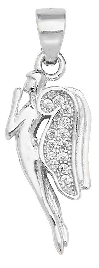 Sterling Silver CZ Set Angel Pendant
