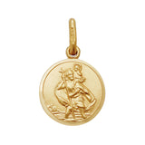 9K Yellow Gold Tiny Round St Christopher Pendant