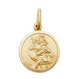 9K Yellow Gold Tiny Round St Christopher Pendant