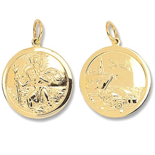 9K Yellow Gold Double Sided St Christopher Pendant
