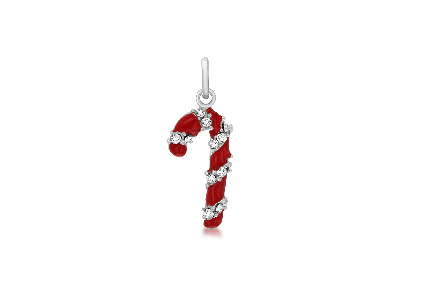 Sterling Silver Chistmas Candy Cane Pendant
