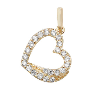 9K Yellow Gold Cubic Zirconia Heart Pendant