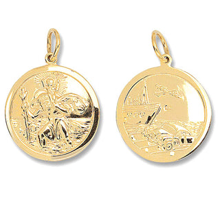 9K Yellow Gold Double Sided St Christopher Pendant