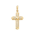 9K Yellow Gold Cubic Zirconia Geometric Cross Pendant
