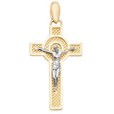 9K Yellow Gold Textured Crucifix Pendant
