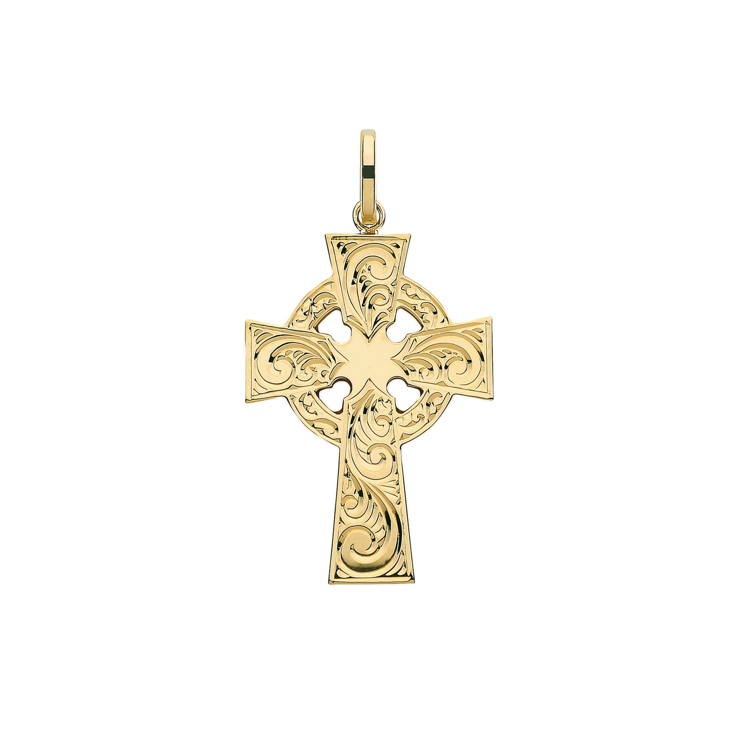 9K Yellow Gold Flourish Celtic Cross Pendant