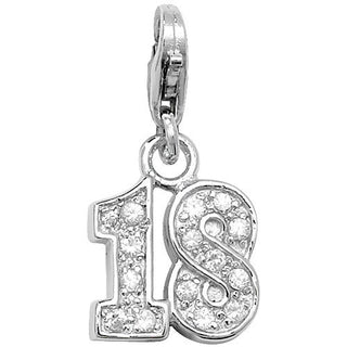 Silver CZ Set 18 Pendant On Trigger Clasp