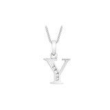 9K White Gold Cubic Zirconia 'Y' Initial Pendant