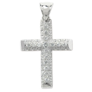 Sterling Silver 76mm Cubic Zirconia Cross Pendant
