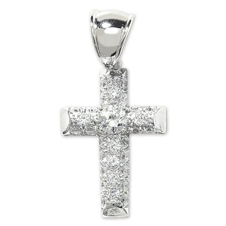 Sterling Silver 55mm Cubic Zirconia Cross Pendant