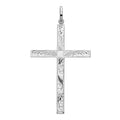 Sterling Silver 60mm Engraved Flourish Cross Pendant