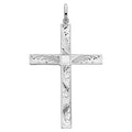 Sterling Silver 63mm Engraved Flourish Cross Pendant