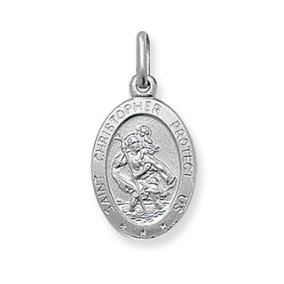 Sterling Silver Oval St Christopher Pendant