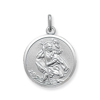 Sterling Silver Round St Christopher Pendant