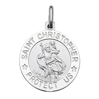 Sterling Silver Round St Christopher Pendant