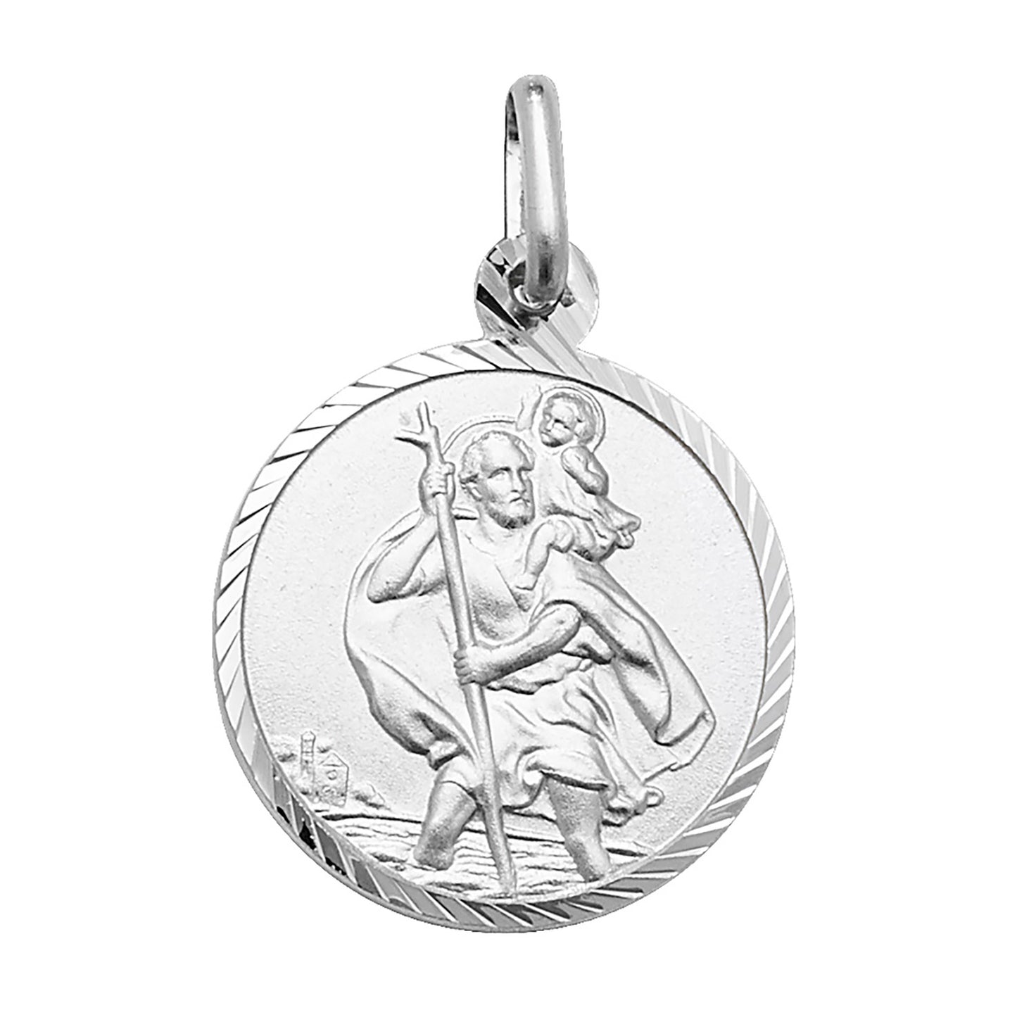Sterling Silver Round St Christopher Pendant