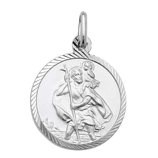 Sterling Silver Round St Christopher Pendant