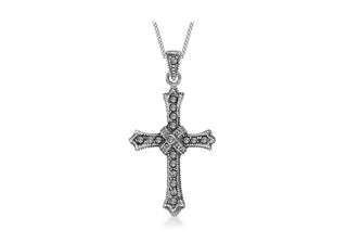 Sterling Silver Gothic Marcasite Cross Pendant