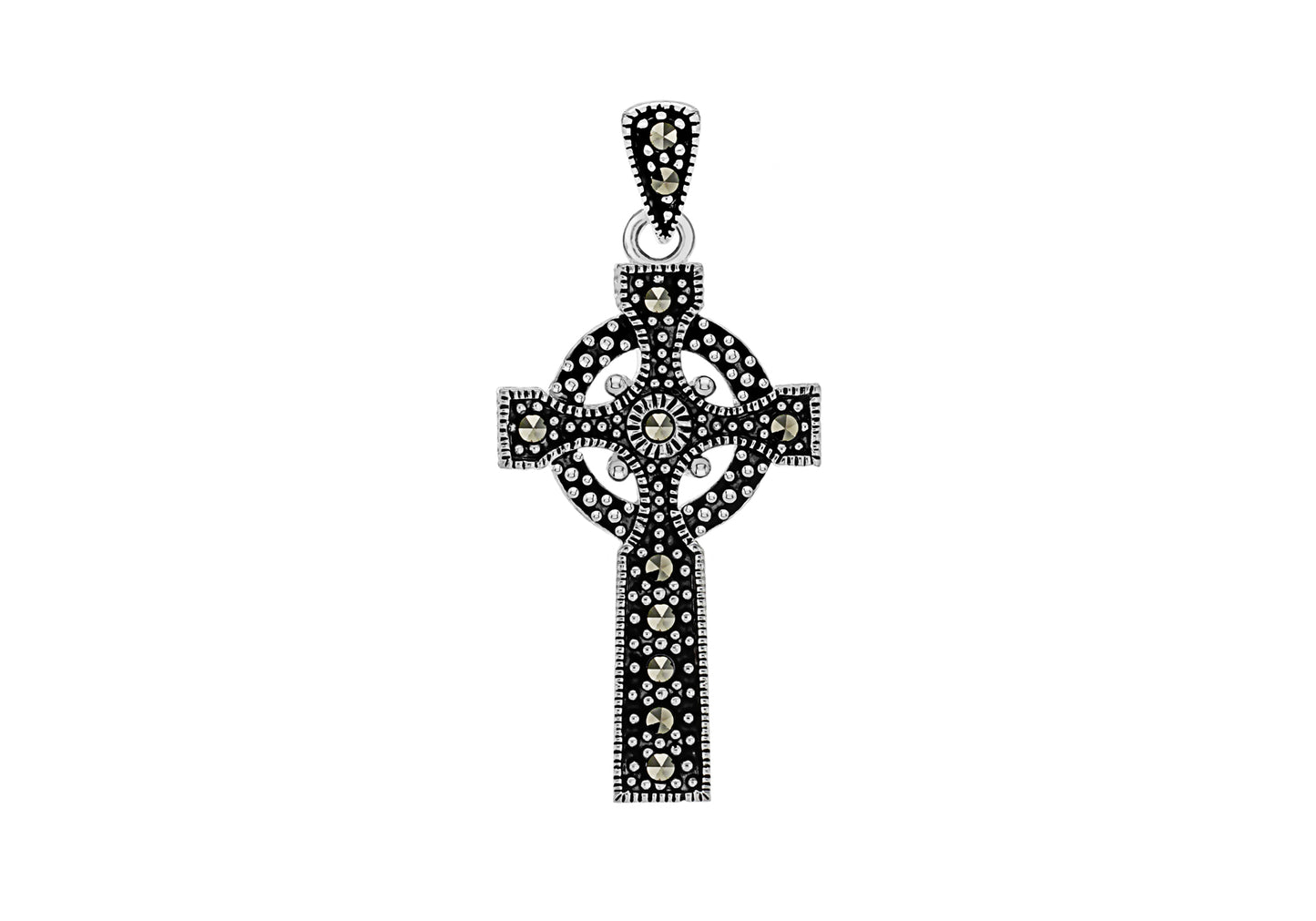 Sterling Silver Gothic Marcasite Celtic Cross Pendant