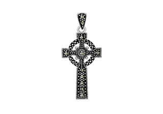 Sterling Silver Gothic Marcasite Celtic Cross Pendant