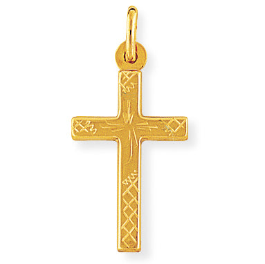 9K Yellow Gold Embossed Cross Pendant