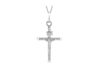 9K White Gold Textured Crucifix Pendant
