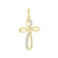 9K Yellow Gold Cubic Zirconia Loop Cross Pendant