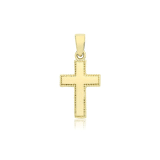 9K Yellow Gold Faceted Edge Cross Pendant