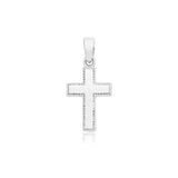 9K White Gold Faceted Edge Cross Pendant