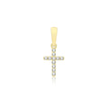 9K Yellow Gold Cubic Zirconia Dainty Cross Pendant