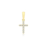 9K Yellow Gold Cubic Zirconia Dainty Cross Pendant