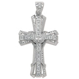 Sterling Silver Large Ornate Cubic Zirconia Cross Pendant