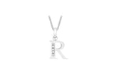 9K White Gold Cubic Zirconia 'R' Initial Pendant